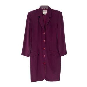 VTG Hugo Buscati 100% Silk Shirt Dress Size 10 Burgundy Career Business OldMoney